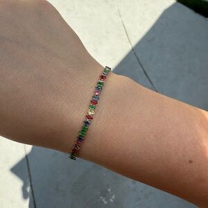 Elegant Multicolor Gemstone Tennis Bracelet